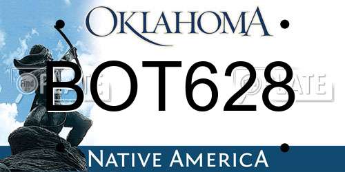 BOT628 Oklahoma License Plate