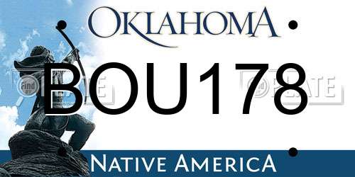BOU178 Oklahoma License Plate