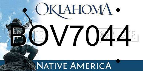 BOV7044 Oklahoma License Plate