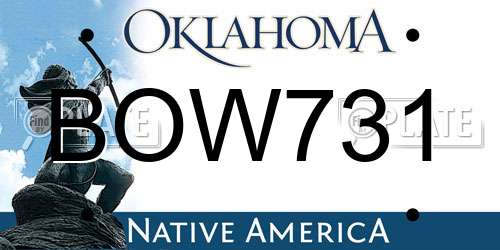 BOW731 Oklahoma License Plate
