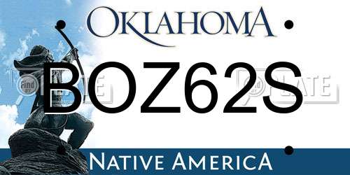 BOZ62S Oklahoma License Plate