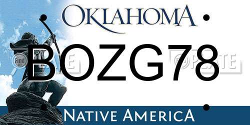 BOZG78 Oklahoma License Plate