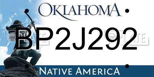 BP2J292 Oklahoma License Plate