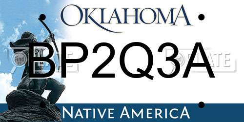 BP2Q3A Oklahoma License Plate