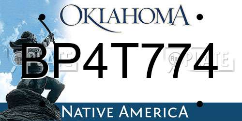 BP4T774 Oklahoma License Plate