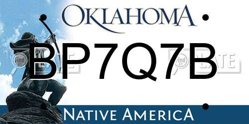 BP7Q7B Oklahoma License Plate