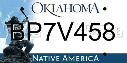 BP7V458 Oklahoma License Plate