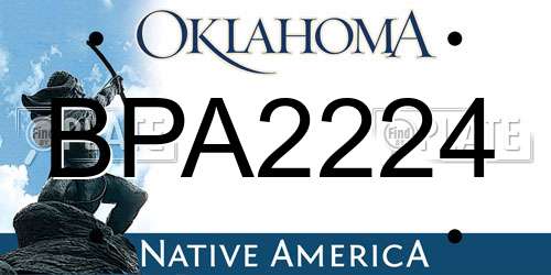 BPA2224 Oklahoma License Plate