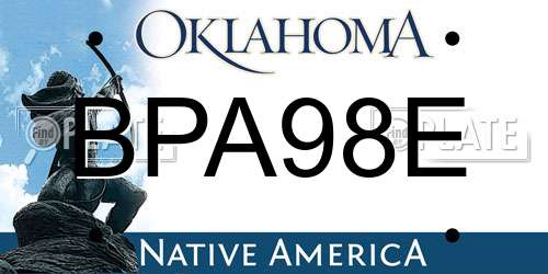 BPA98E Oklahoma License Plate