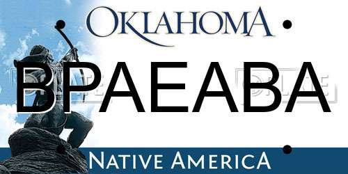 BPAEABA Oklahoma License Plate