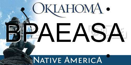 BPAEASA Oklahoma License Plate