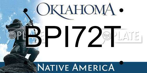 BPI72T Oklahoma License Plate