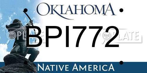 BPI772 Oklahoma License Plate