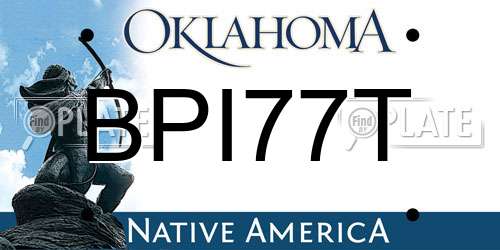 BPI77T Oklahoma License Plate