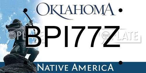 BPI77Z Oklahoma License Plate