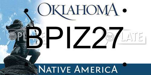 BPIZ27 Oklahoma License Plate