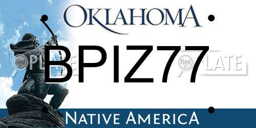 BPIZ77 Oklahoma License Plate