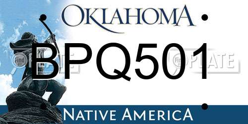 BPQ501 Oklahoma License Plate