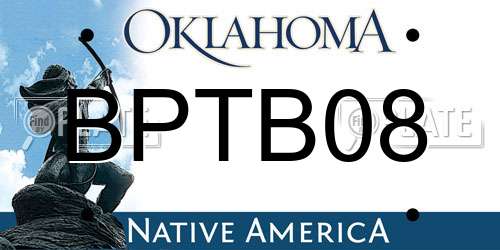 BPTB08 Oklahoma License Plate