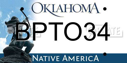 BPTO34 Oklahoma License Plate