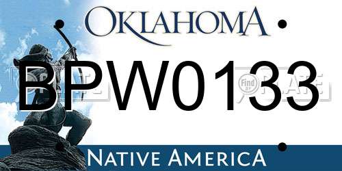 BPW0133 Oklahoma License Plate