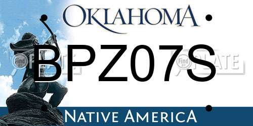 BPZ07S Oklahoma License Plate