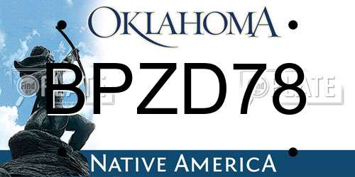 BPZD78 Oklahoma License Plate