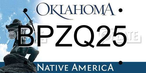 BPZQ25 Oklahoma License Plate