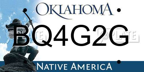 BQ4G2G Oklahoma License Plate