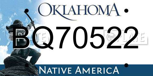 BQ70522 Oklahoma License Plate
