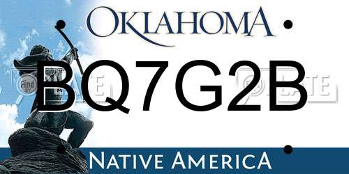 BQ7G2B Oklahoma License Plate