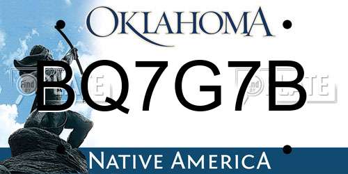 BQ7G7B Oklahoma License Plate