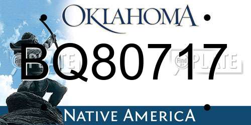 BQ80717 Oklahoma License Plate
