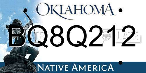 BQ8Q212 Oklahoma License Plate