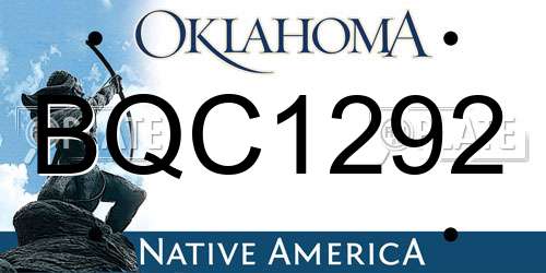 BQC1292 Oklahoma License Plate
