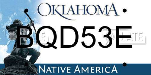 BQD53E Oklahoma License Plate
