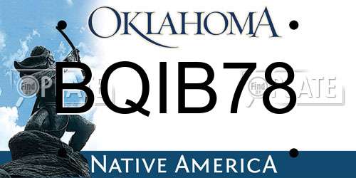 BQIB78 Oklahoma License Plate