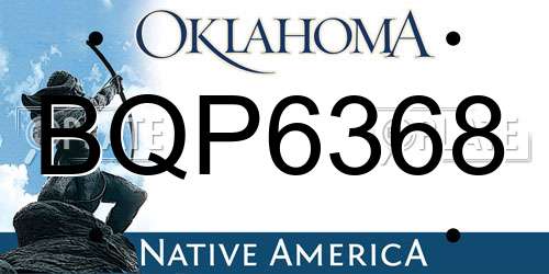 BQP6368 Oklahoma License Plate