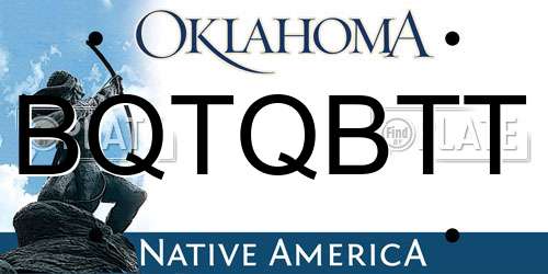 BQTQBTT Oklahoma License Plate