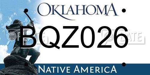 BQZ026 Oklahoma License Plate