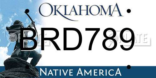 BRD789 Oklahoma License Plate