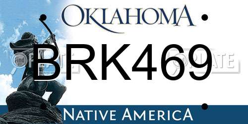 BRK469 Oklahoma License Plate