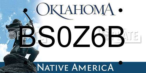BS0Z6B Oklahoma License Plate
