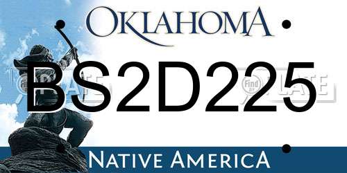 BS2D225 Oklahoma License Plate