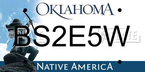 BS2E5W Oklahoma License Plate