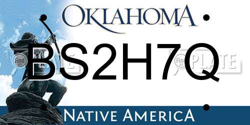BS2H7Q Oklahoma License Plate