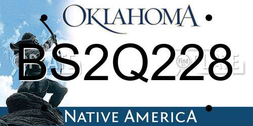 BS2Q228 Oklahoma License Plate