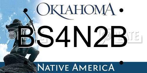 BS4N2B Oklahoma License Plate