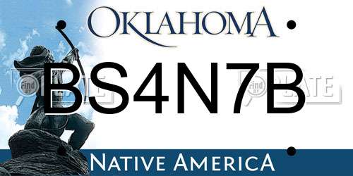 BS4N7B Oklahoma License Plate