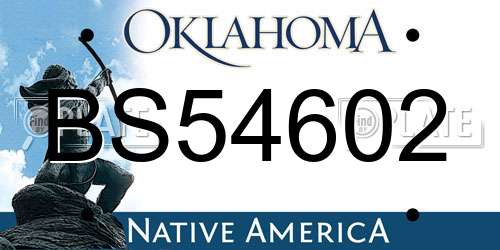 BS54602 Oklahoma License Plate